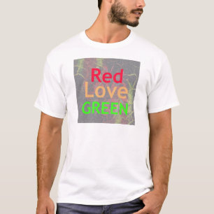 T-SHIRT LOVE RED GOLDEN VERT