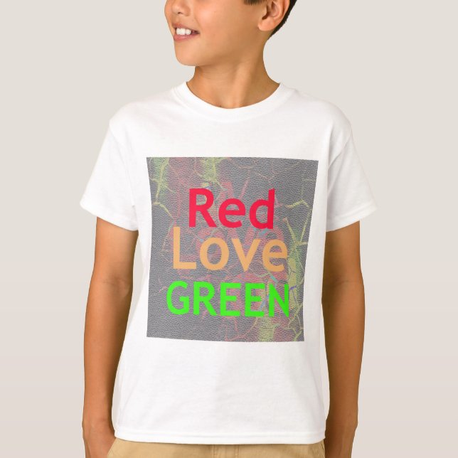T-SHIRT LOVE RED GOLDEN VERT (Devant)