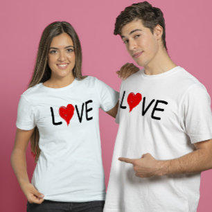 T-shirt Love red heart typographie