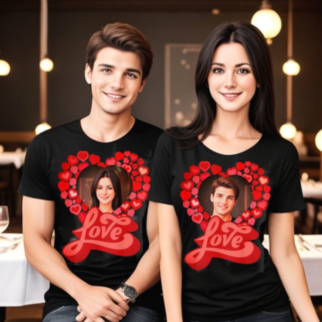 T-shirt Love red hearts photo (Love calligraphy personalized heart shaped love photo and red hearts.)