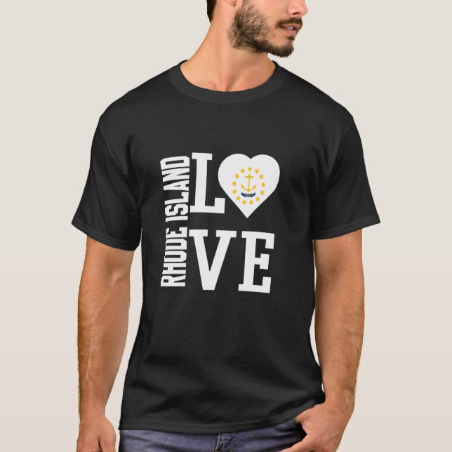 T-shirt Love Rhode Island USA Avec Drapeau Rhode Island da (Devant)