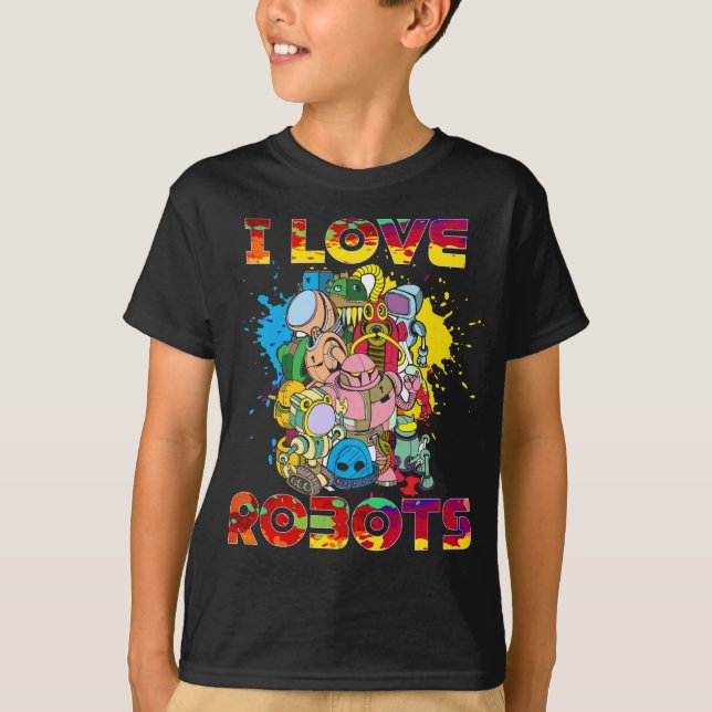 T-shirt Love Robots Drôle Robotique (Devant)
