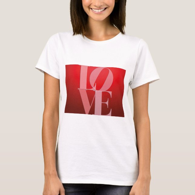 T-shirt Love Romance Rouge rose (Devant)