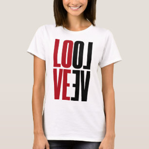 T-shirt Love rouge noir miroir vertical haute typographie