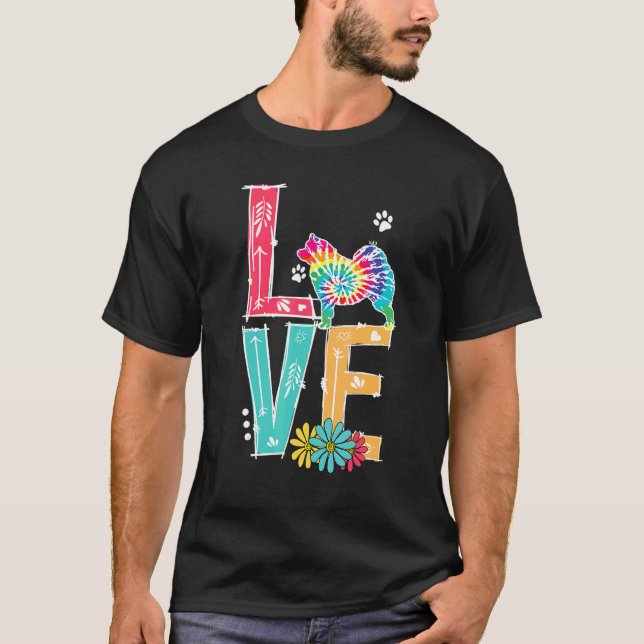 T-shirt Love Samoyed Tie Dye Rainbow Samoyed (Devant)