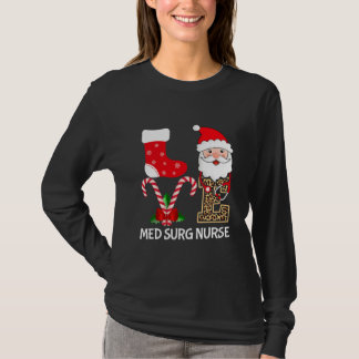 T-shirt Love Santa hat Stethoscope Med Surg Nurse Leopard