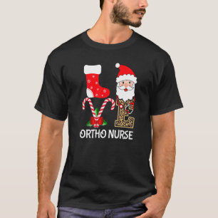 T-shirt Love Santa Hat Stethoscope Ortho Nurse Orthopédiqu
