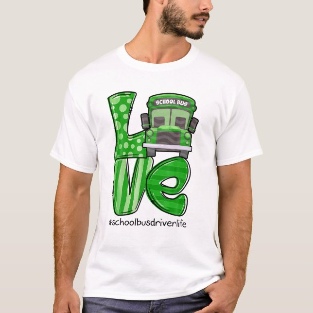 T-shirt Love School Bus Driver Life Irish Shamrock St Part (Devant)