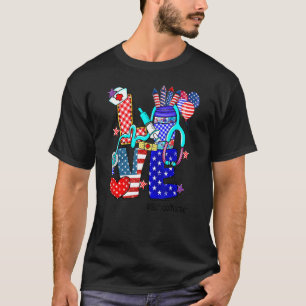 T-shirt Love School Nurse Stethoscope Feu d'artifice Usa D