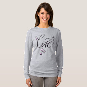 T-shirt Love Script Cœur & Soleil Long Graphique Féminin