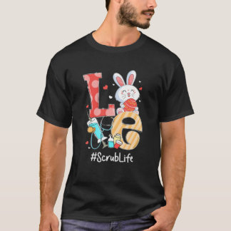 T-shirt LOVE Scrub Life Nurse mignon Oeufs lapin de Pâques