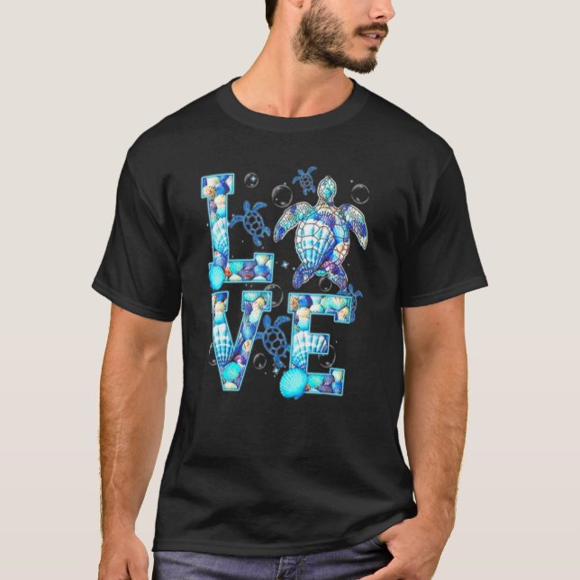 T-shirt Love Sea Turtle Beach Océan (Devant)