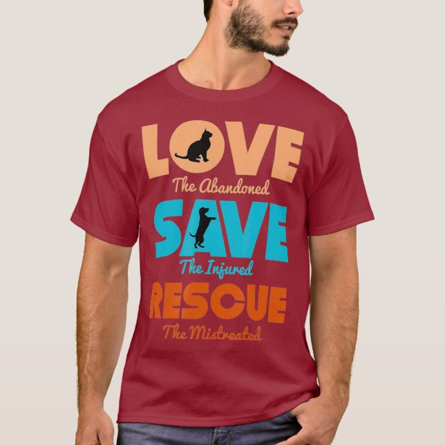 T-shirt Love Secourir Chien Chat Animaux Support (Devant)