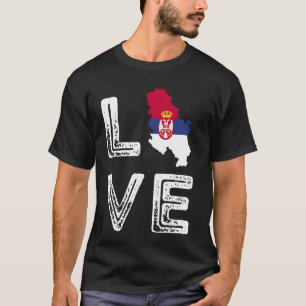 T-shirt Love Serbie Drapeau Carte Fierté Serbe Racines Srb