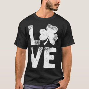 T-shirt Love Shamrock Green Irish Distressed