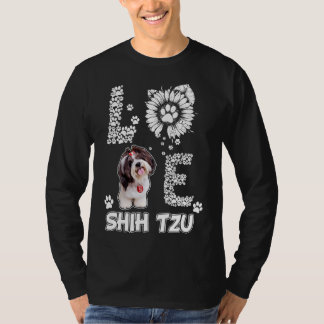 T-shirt Love Shih Tzu Chien Paw Sunflower Costume