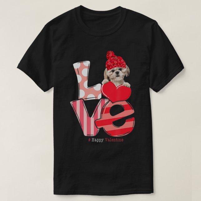 T-shirt LOVE Shih Tzu Chien Saint Valentin 2021 Femmes amu (Design devant)