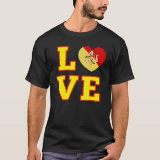 T-shirt LOVE Sicily Sicilian Trinacria as the O in Love