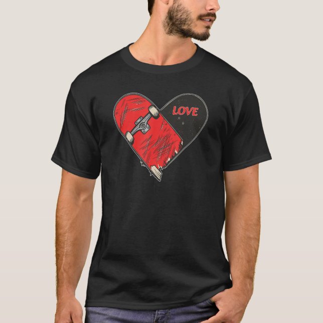 T-shirt Love Skateboard Vert Street Patinage Fierté Pas Un (Devant)