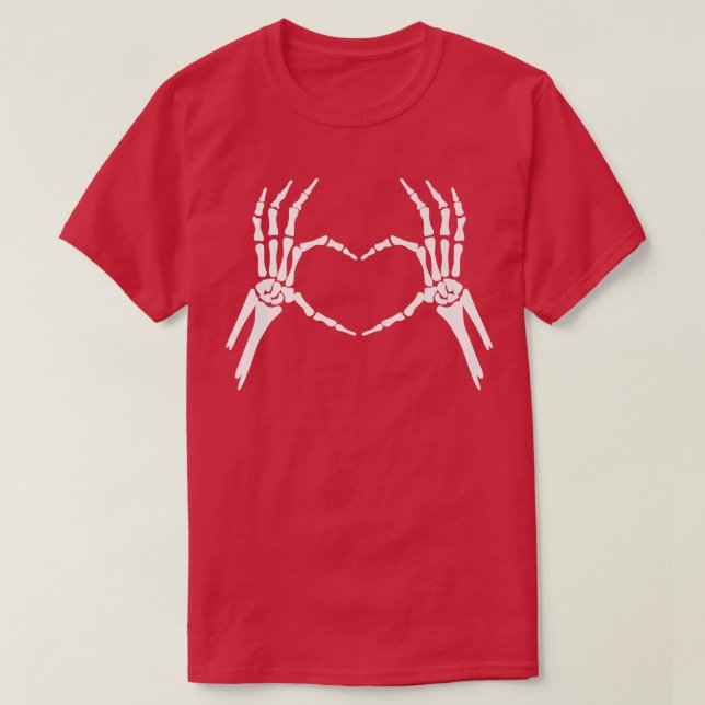 T-shirt Love Skeleton Mains Coeur Drôle  (Design devant)
