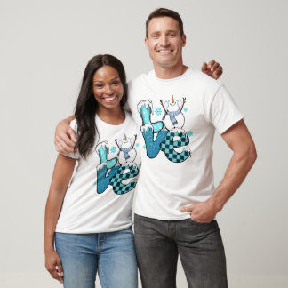 T-shirt LOVE Snowman Festive Design hivernal