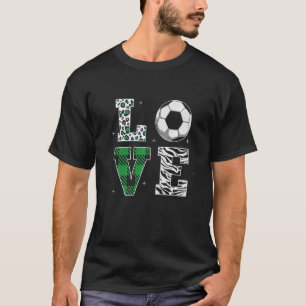 T-shirt LOVE Soccer Player Plaid Zebra Typography Soccer G