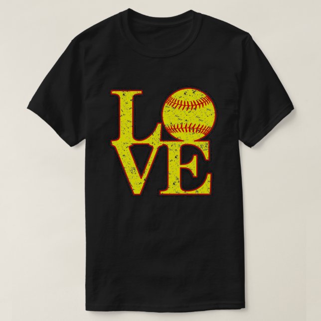 T-shirt Love Softball Art numérique désorganisé (Design devant)