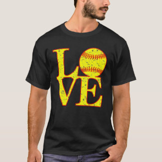 T-shirt Love Softball Art numérique désorganisé