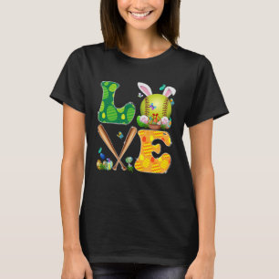 T-shirt Love Softball Ball & Bats Bunny Oreilles de Pâques