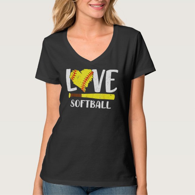 T-shirt Love Softball Graphic Dit Tee For Ado Girls An (Devant)