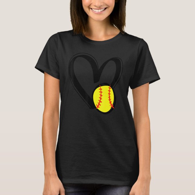 T-shirt Love Softball Heart Softball Love Men Women (Devant)