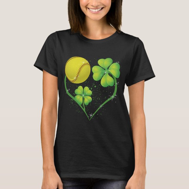 T-shirt Love Softball Shamrock C Saint Patrick's Day Men B (Devant)