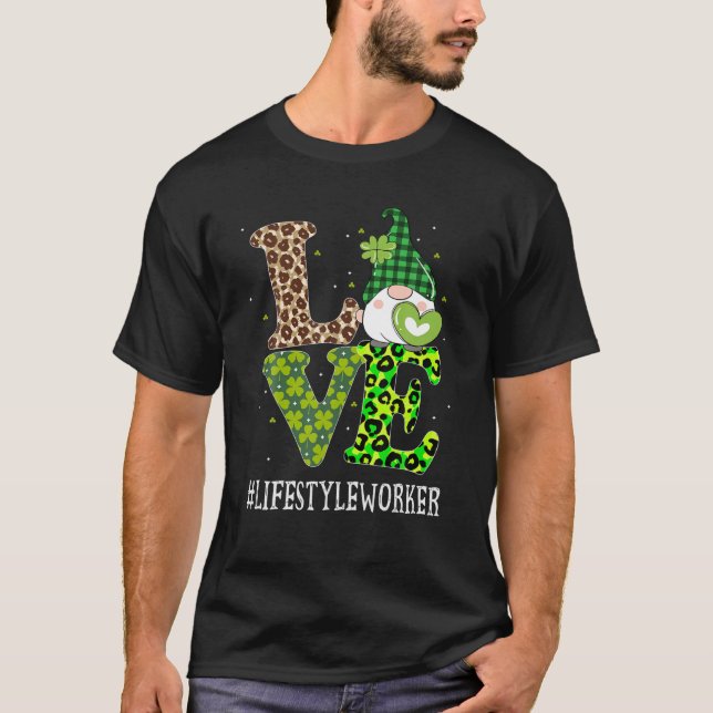 T-shirt Love St Patricks Day Gnome Leopar (Devant)