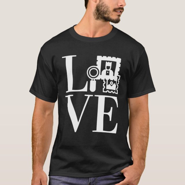 T-shirt Love Stamp Collector Philatelist (Devant)