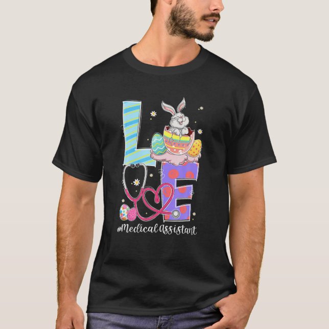 T-shirt LOVE Stethoscope Assistant Médicale Bunny Pâques C (Devant)