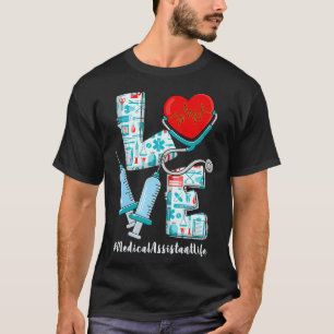 T-shirt LOVE Stethoscope Assistant Médicale Vie Infirmière