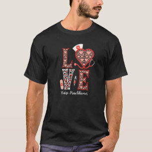T-shirt Love Stethoscope Coeur Leopard Infirmière Praticie