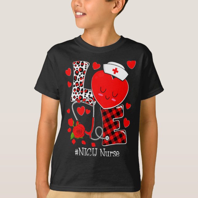 T-shirt Love Stethoscope Heart Nicu Nurse Valentines Day  (Devant)