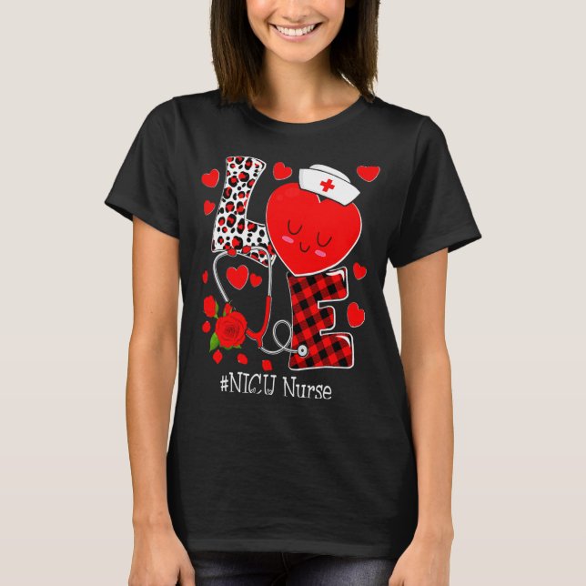 T-shirt Love Stethoscope Heart Nicu Nurse Valentines Day  (Devant)