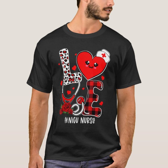 T-shirt Love Stethoscope Heart NICU Nurse Valentines Day_1 (Devant)