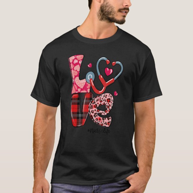 T-shirt LOVE Stethoscope Infirmière Vie Saint Valentin 202 (Devant)