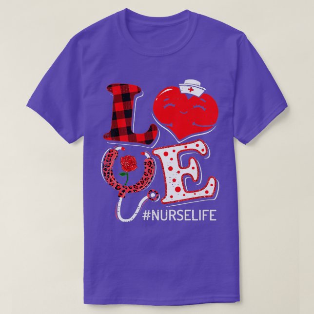 T-shirt LOVE Stethoscope Infirmière Vie Saint Valentin Leo (Design devant)