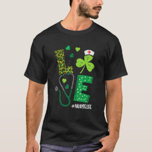 T-shirt Love Stethoscope Syringe Infirmière Vie St Patrick