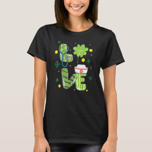 T-shirt Love Stethoscope Syringe Infirmière Vie St Patrick