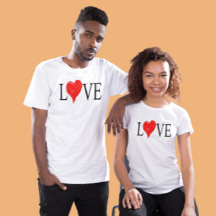 T-shirt Love Stylish Coeur rouge romantique Citation coupl