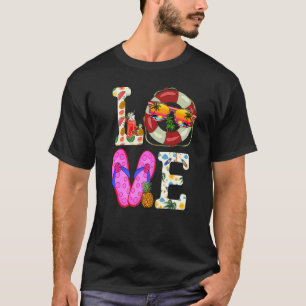 T-shirt Love Summer Flip Flops Baignade Float Plage Famill