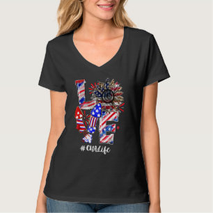 T-shirt Love Sunflower Leopard Fireworks Cna Life 4th Of J
