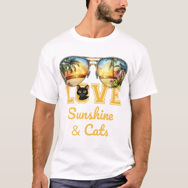 T-shirt LOVE Sunshine & Cats | Tropical Black Cat été (Devant)