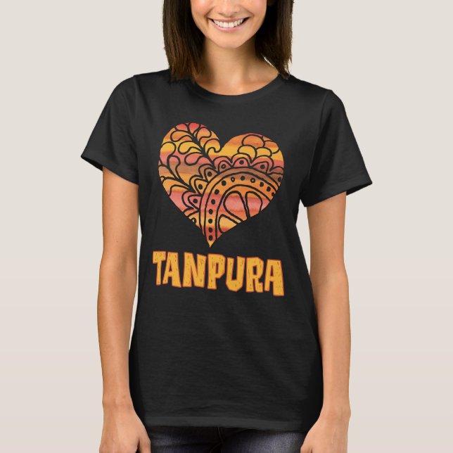 T-shirt Love Tanpura Orange Mandala Heart Musique indienne (Devant)
