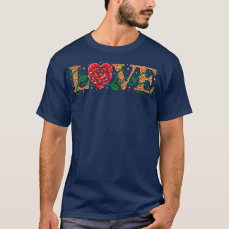 T-shirt Love Tattoo Art Letters avec Rose